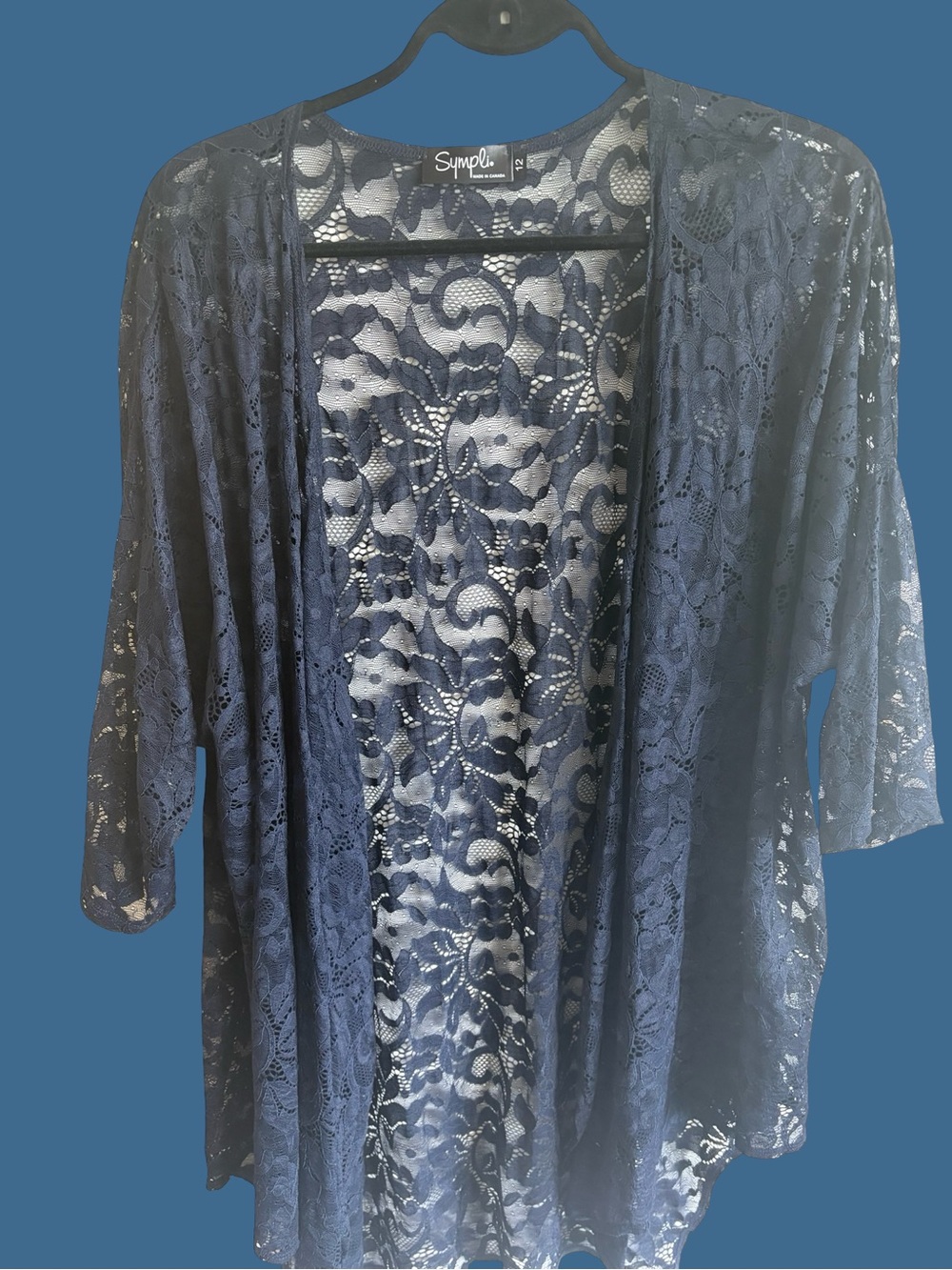 Sympli Deep Navy Floral Lace cardigan